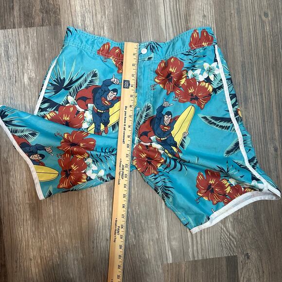 SUPERMAN Men's Medium Surfboard Tropical Print Swim Trunks Board Shorts - Picture 4 of 7